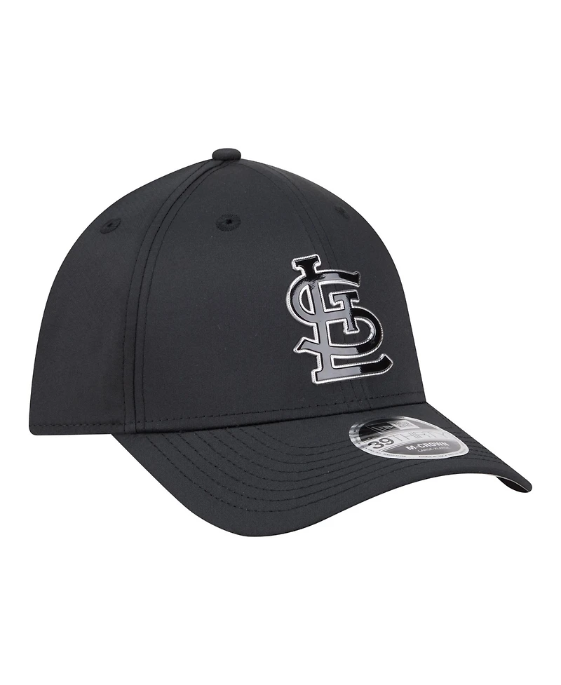 New Era Men's Black St. Louis Cardinals Metallic 39THIRTY M-Crown Flex Hat