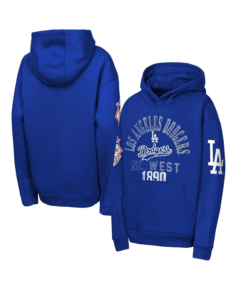 Outerstuff Big Boys and Girls Royal Los Angeles Dodgers Premium Sweep Fleece Hoodie