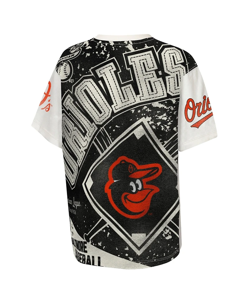 Outerstuff Big Boys and Girls Cream Baltimore Orioles League Top Player Bold All-Over-Print T-Shirt