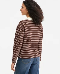 On 34th Women's Stripe Pique Long-Sleeve Polo Shirt, Macy's Exclusive