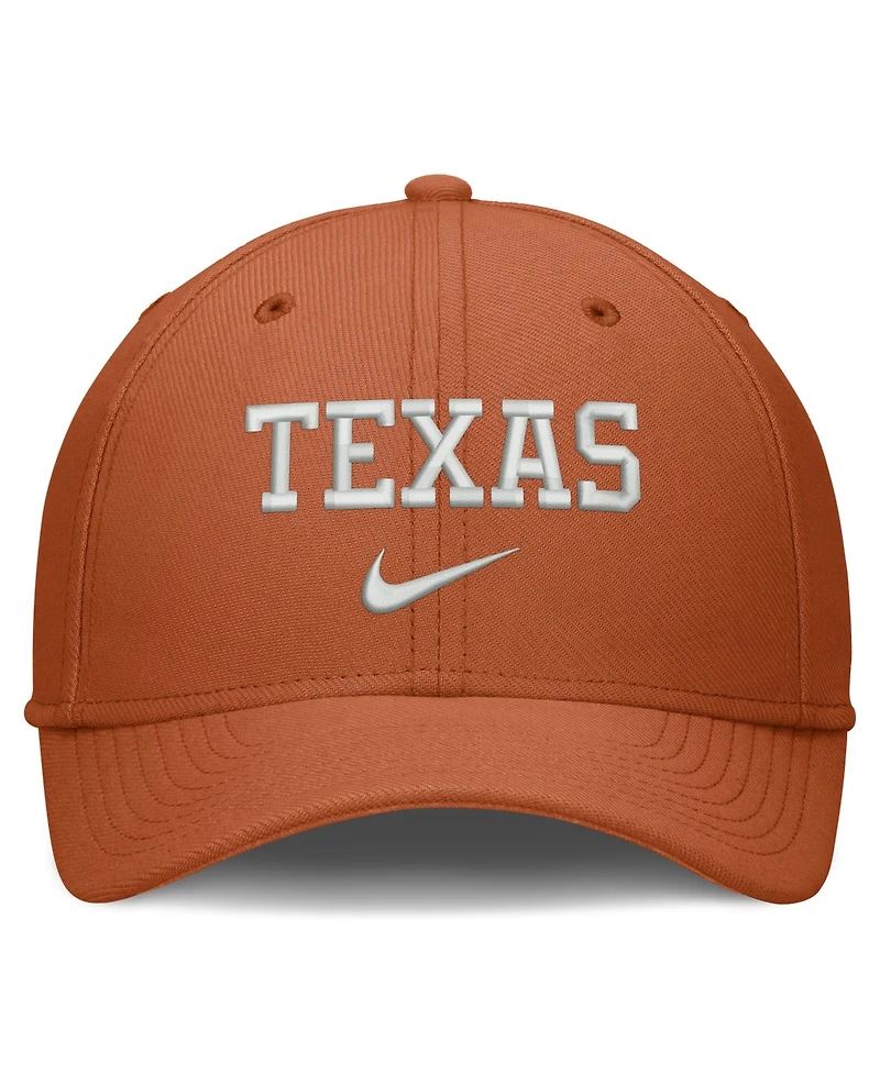 Nike Men's Texas Orange Longhorns Rise On-Field SwooshFlex Dri-fit Flex Hat