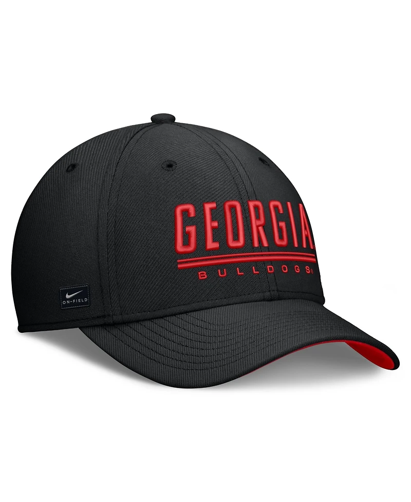 Nike Men's Black Georgia Bulldogs Game Day Rise Swooshflex Hat