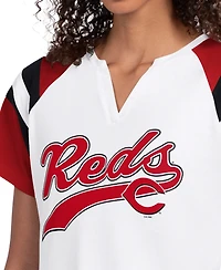 Starter Women's White Cincinnati Reds Game On Notch Neck Raglan T-Shirt