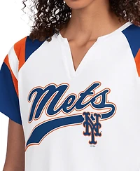 Starter Women's White New York Mets Game On Notch Neck Raglan T-Shirt