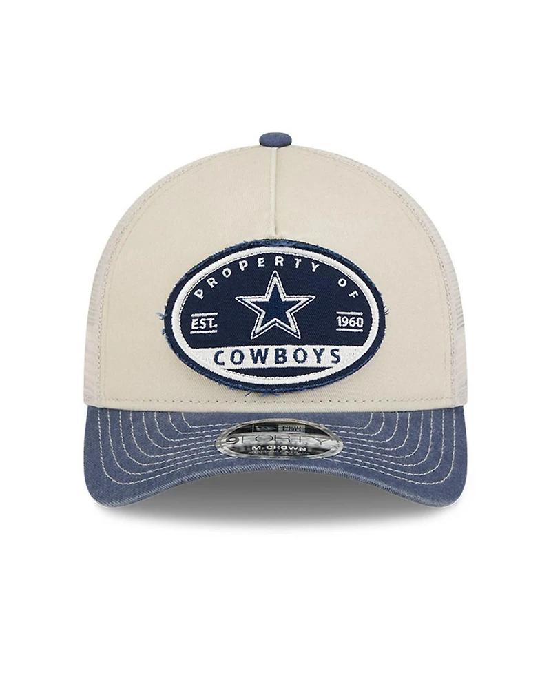 New Era Men's Natural Dallas Cowboys Frayed M-Crown A-Frame 9FORTY Adjustable Hat