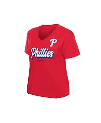 New Era Women's Red Philadelphia Phillies V-Neck T-Shirt