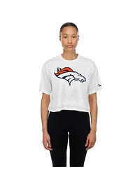 New Era Women's White Denver Broncos Summer Mesh Cropped Boxy T-Shirt