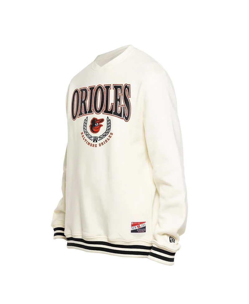 New Era Men's White Baltimore Orioles Throwback Sweatshirt