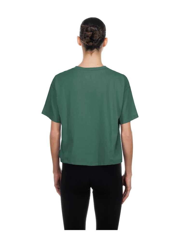 New Era Women's Green Boston Red Sox City Connect Glitter Gel Cropped T-Shirt