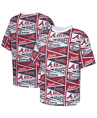 Outerstuff Big Boys and Girls Red Atlanta Braves All-Over Pennant T-Shirt
