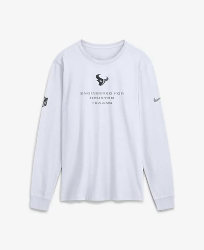 Nike Men's White Houston Texans Sideline Bold Arch Star Dri-fit Long Sleeve T-Shirt