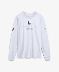 Nike Men's White Houston Texans Sideline Bold Arch Star Dri-fit Long Sleeve T-Shirt