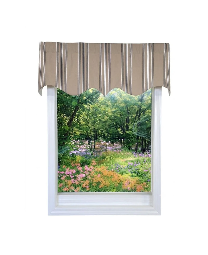 Rlf Home French Stripe Regal Window Valance 100% Cotton Lined Rod Pocket