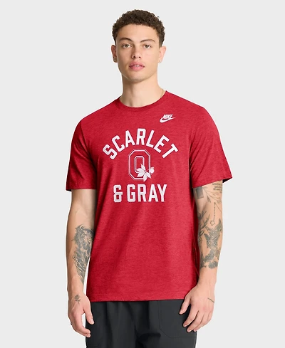 Nike Men's Heather Scarlet Ohio State Buckeyes Legacy Mantra Tri-Blend T-Shirt