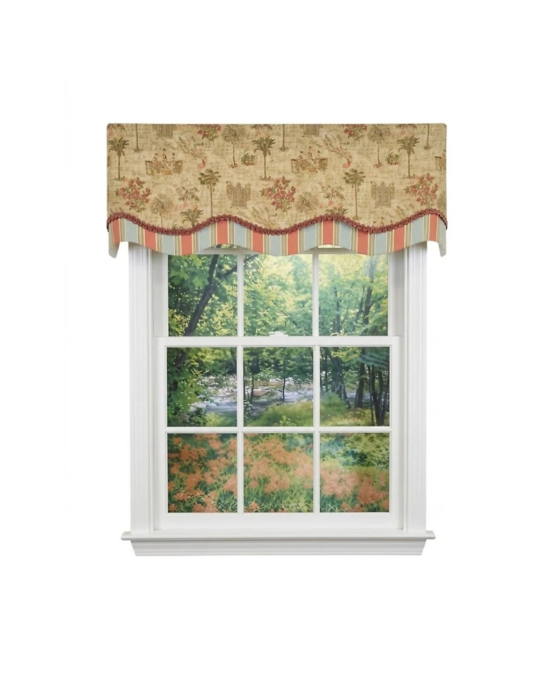 Rlf Home Palm Springs Trimmed Glory Window Valance 100% Cotton Lined Rod Pocket