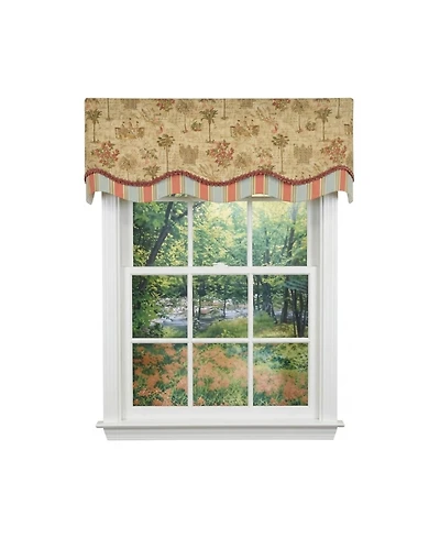 Rlf Home Palm Springs Trimmed Glory Window Valance 100% Cotton Lined Rod Pocket