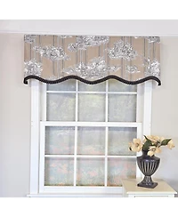 Rlf Home Caceres Stripe Trimmed Cornice Window Valance 100% Cotton Lined Rod Pocket