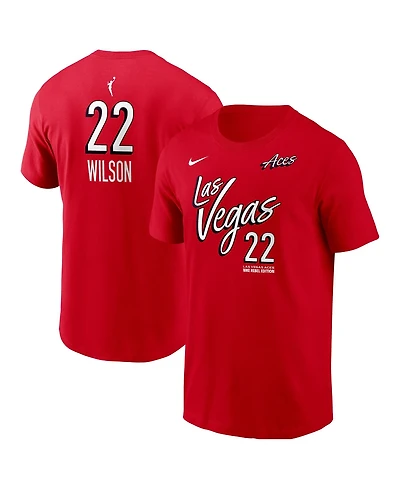 Nike Men's A'ja Wilson Red Las Vegas Aces Name Number Rebel Edition T-Shirt