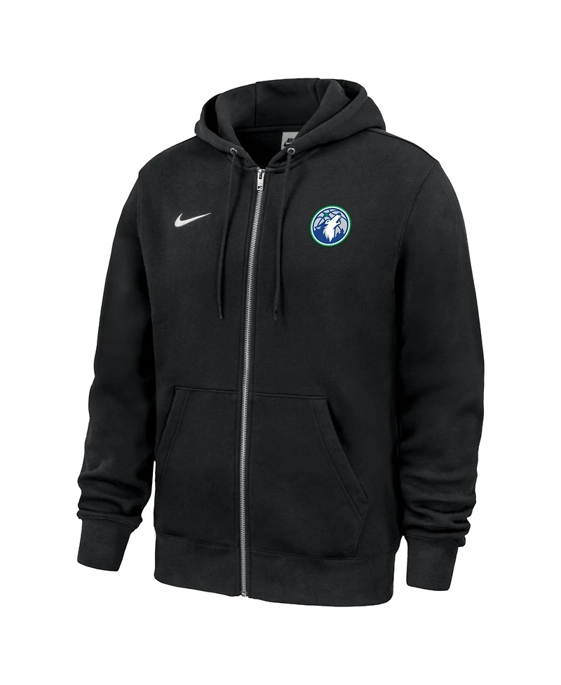 Nike Men's Black Minnesota Timberwolves Club Fleece Full-Zip Hoodie
