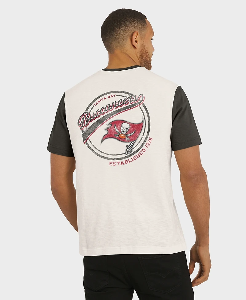 Darius Rucker Collection by Fanatics Men's Cream Tampa Bay Buccaneers Henley Color Block Slub Pocket T-Shirt