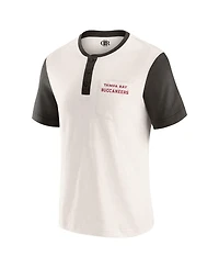Darius Rucker Collection by Fanatics Men's Cream Tampa Bay Buccaneers Henley Color Block Slub Pocket T-Shirt