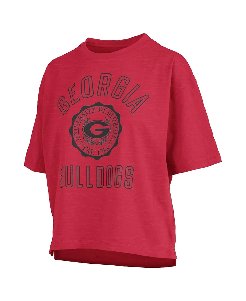 Pressbox Women's Georgia Bulldogs Motley Crew Bishop Waist Length Oversized Slub T-Shirt