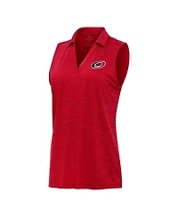 Antigua Women's Heather Red Carolina Hurricanes Layout Sleeveless V-Neck Polo Shirt