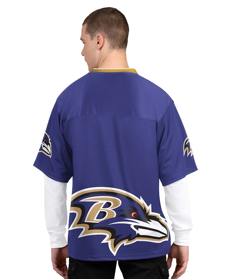 Starter Men's Purple/White Baltimore Ravens Short Sleeve Long T-Shirt