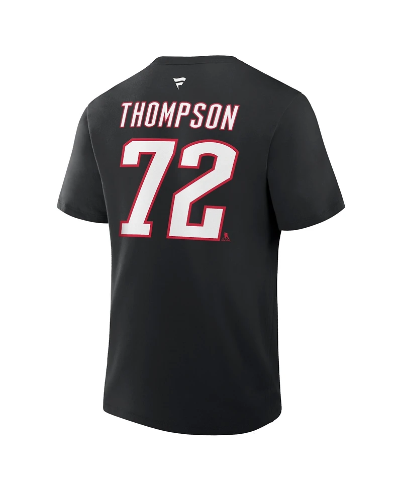 Fanatics Men's Tage Thompson Black Buffalo Sabres Authentic Stack Name Number T-Shirt