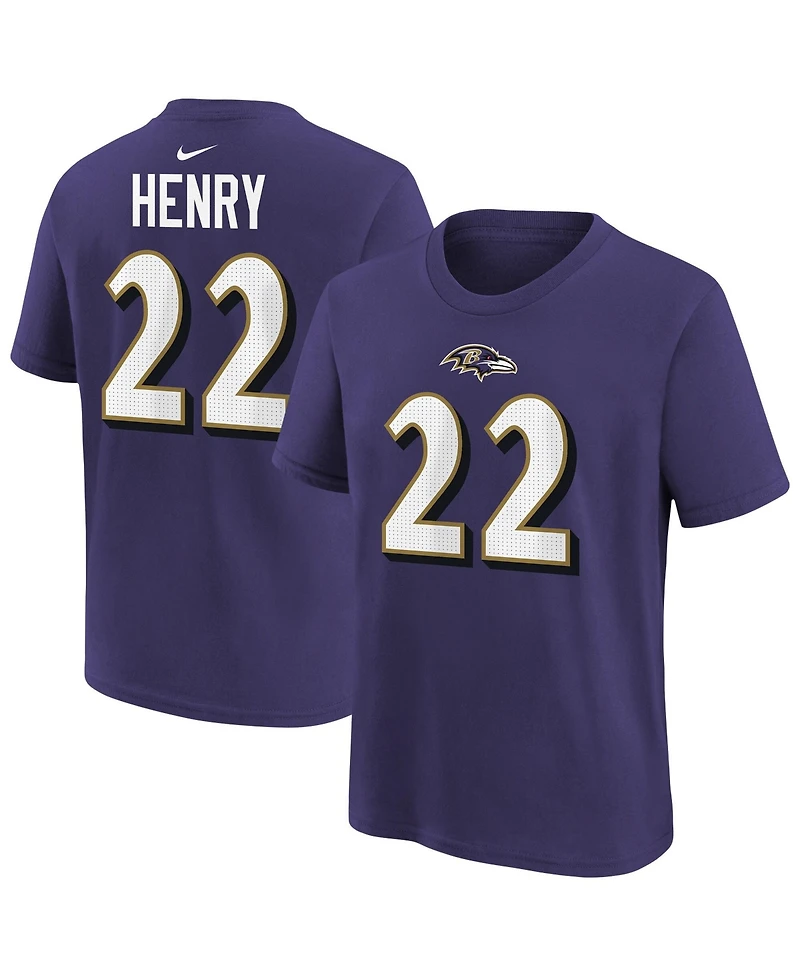 Nike Big Boys and Girls Derrick Henry Purple Baltimore Ravens Player Name Number T-Shirt