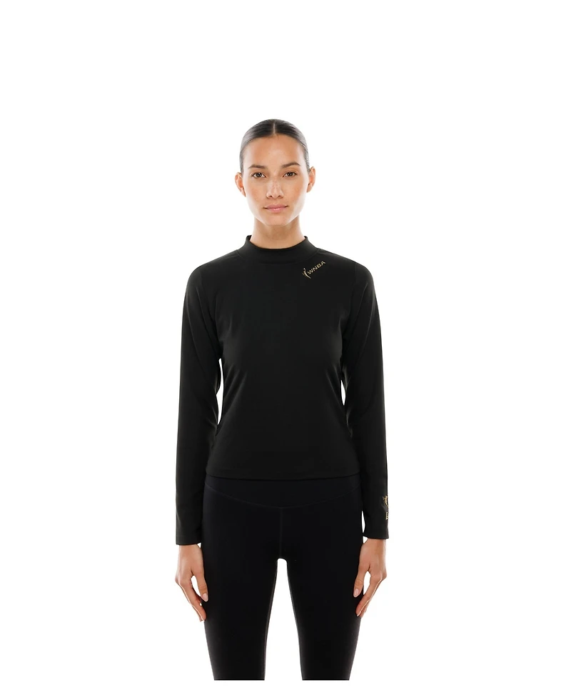 New Era Women's Black Wnba Glam Game Mock Neck Long-Sleeve T-Shirt