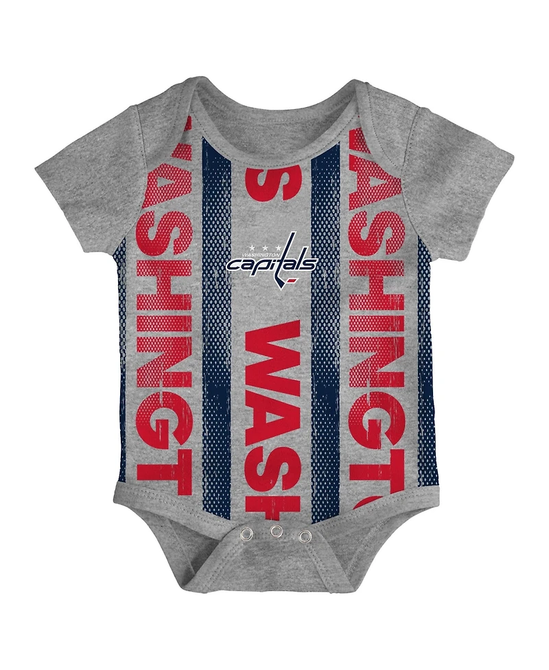 Outerstuff Baby Boys and Girls 3- Pack Washington Capitals Loyal Buddies Bodysuit Set
