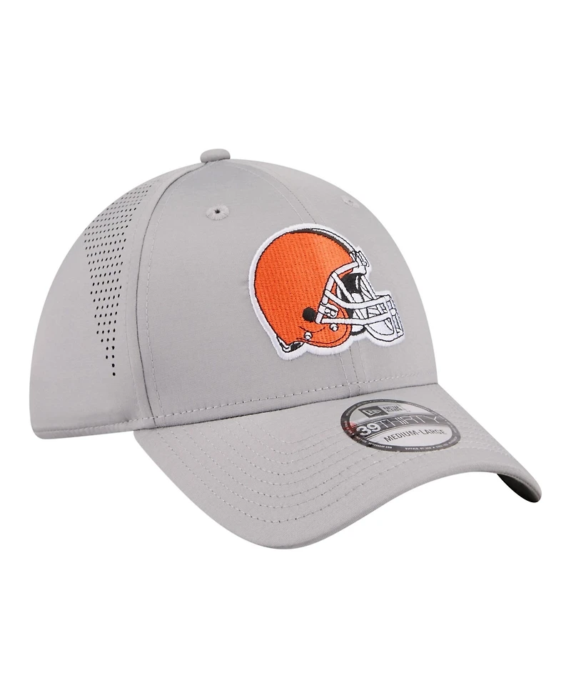 New Era Men's Gray Cleveland Browns Perforated 39THIRTY Flex Hat