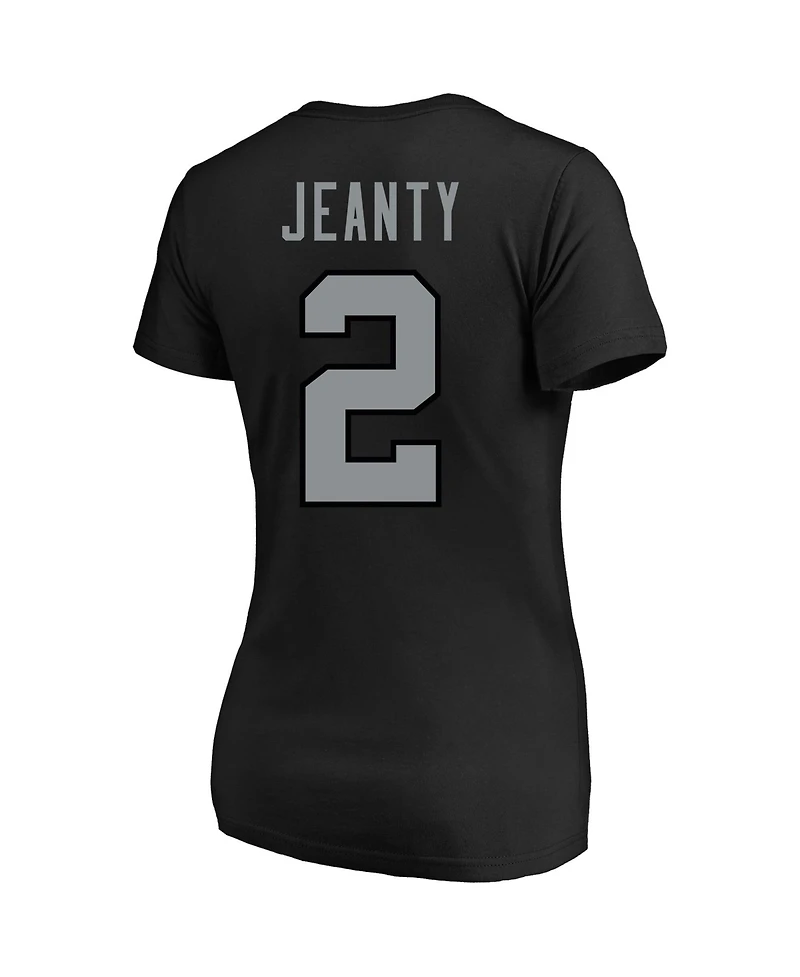 Fanatics Women's Ashton Jeanty Black Las Vegas Raiders Plus Name Number V-Neck T-Shirt