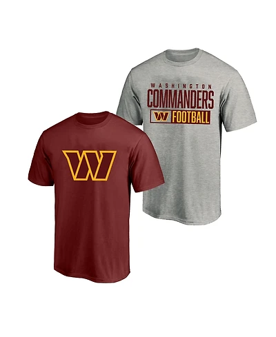 Fanatics Men's 2-Pack Heather Gray/Burgundy Washington Commanders Big & Tall T-Shirt