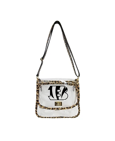 Logo Brands Cincinnati Bengals Leopard Print Trim Clear Purse