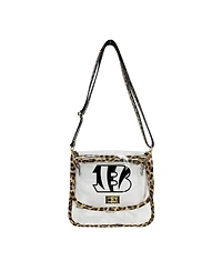 Logo Brands Cincinnati Bengals Leopard Print Trim Clear Purse