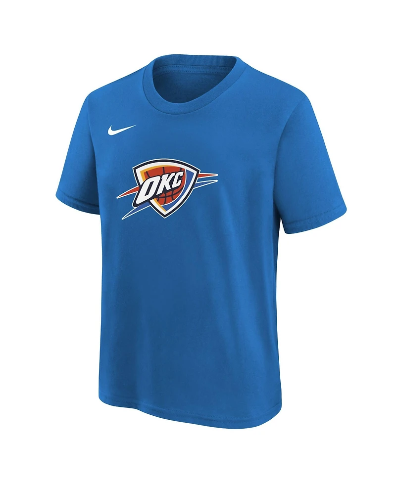 Nike Big Boys and Girls Blue Oklahoma City Thunder Team Essential Logo T-Shirt