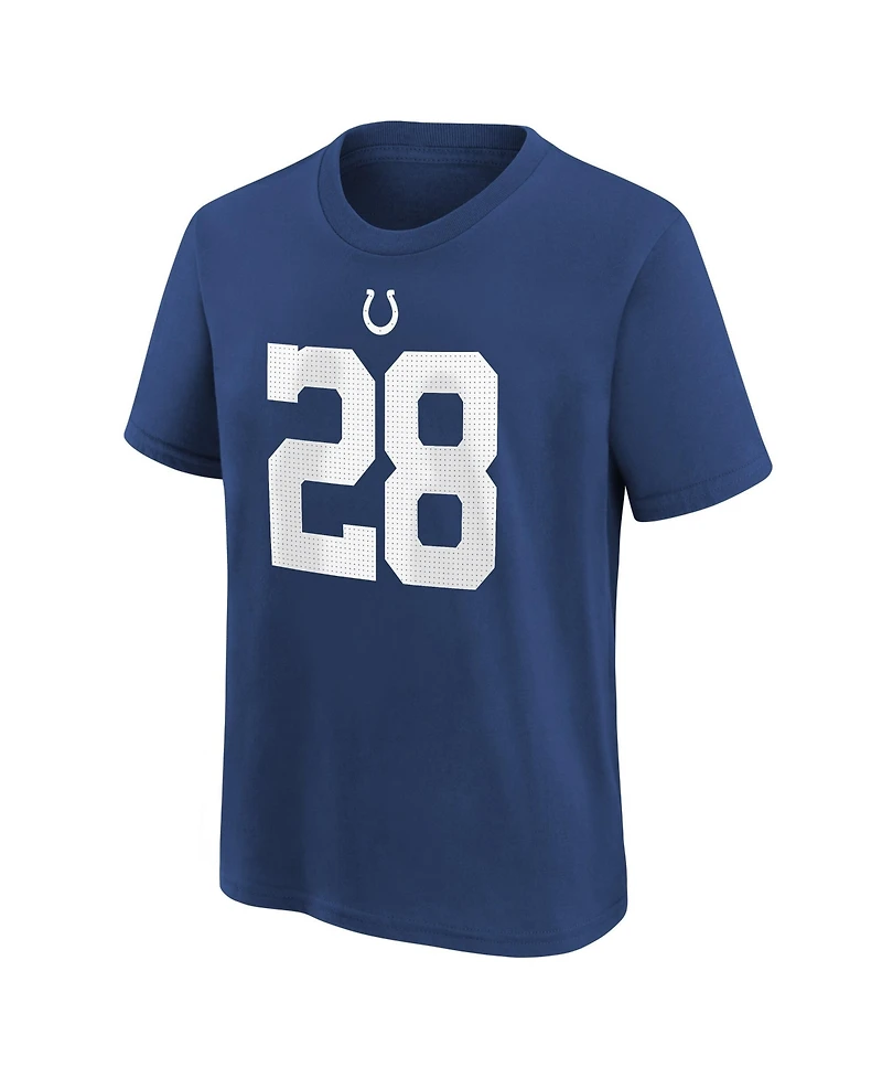 Nike Big Boys and Girls Jonathan Taylor Royal Indianapolis Colts Player Name Number T-Shirt
