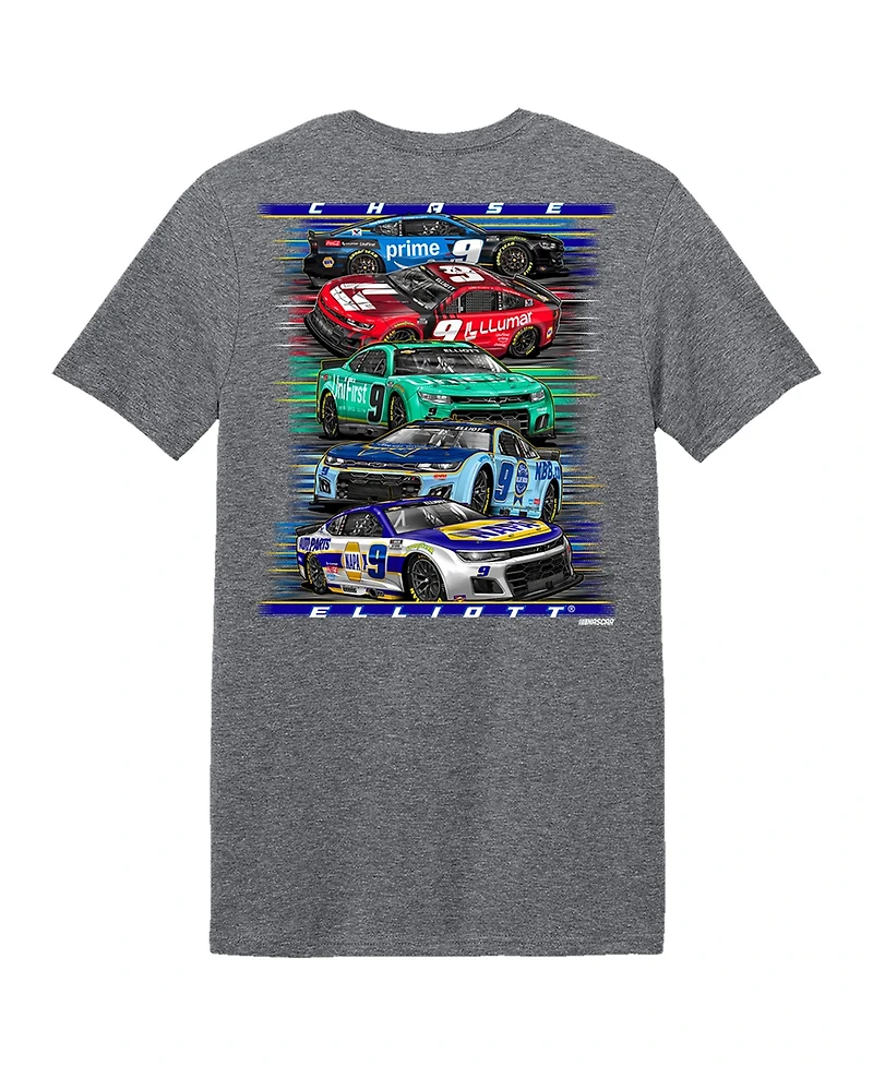 Classic Ink Men's Heather Charcoal Chase Elliott Car T-Shirt