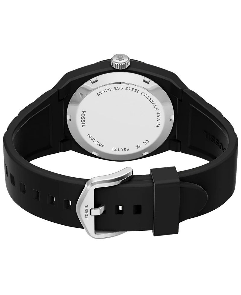 Fossil Men's Everett Three-Hand Black Silicone Watch 42mm