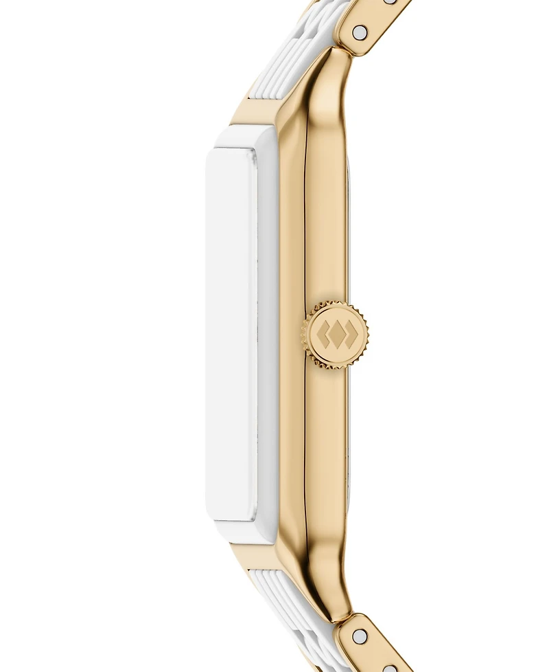 Fossil Women's Raquel Three-Hand Date Gold-Tone Stainless Steel White Ceramic Watch 26mm