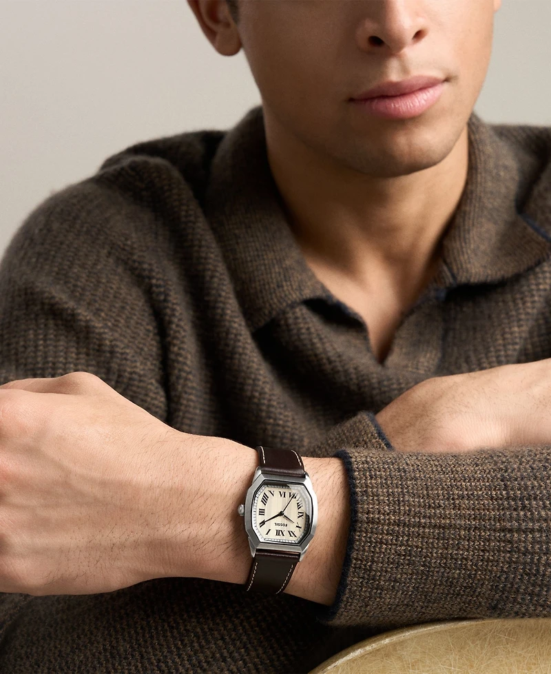 Fossil Men's Harlow Three-Hand Brown Leather Watch 33mm