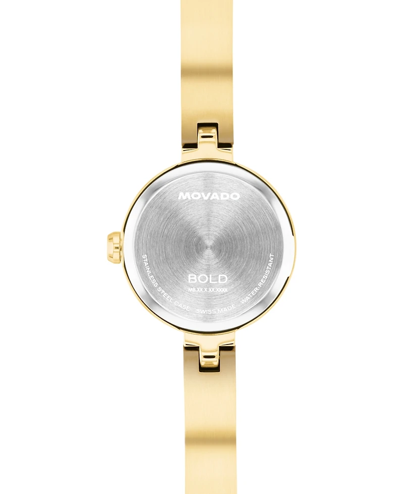 Movado Women's Bold Bangle Mini Swiss Quartz Ionic Plated Light Yellow Gold Steel Watch 22.50mm