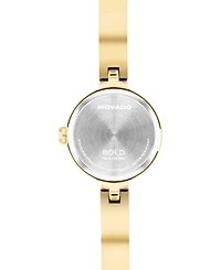 Movado Women's Bold Bangle Mini Swiss Quartz Ionic Plated Light Yellow Gold Steel Watch 22.50mm