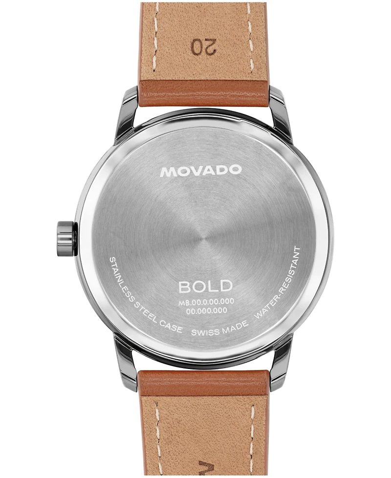 Movado Men's Bold Echo Swiss Quartz Cognac Leather Watch 40mm