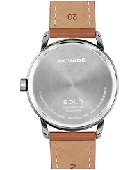 Movado Men's Bold Echo Swiss Quartz Cognac Leather Watch 40mm