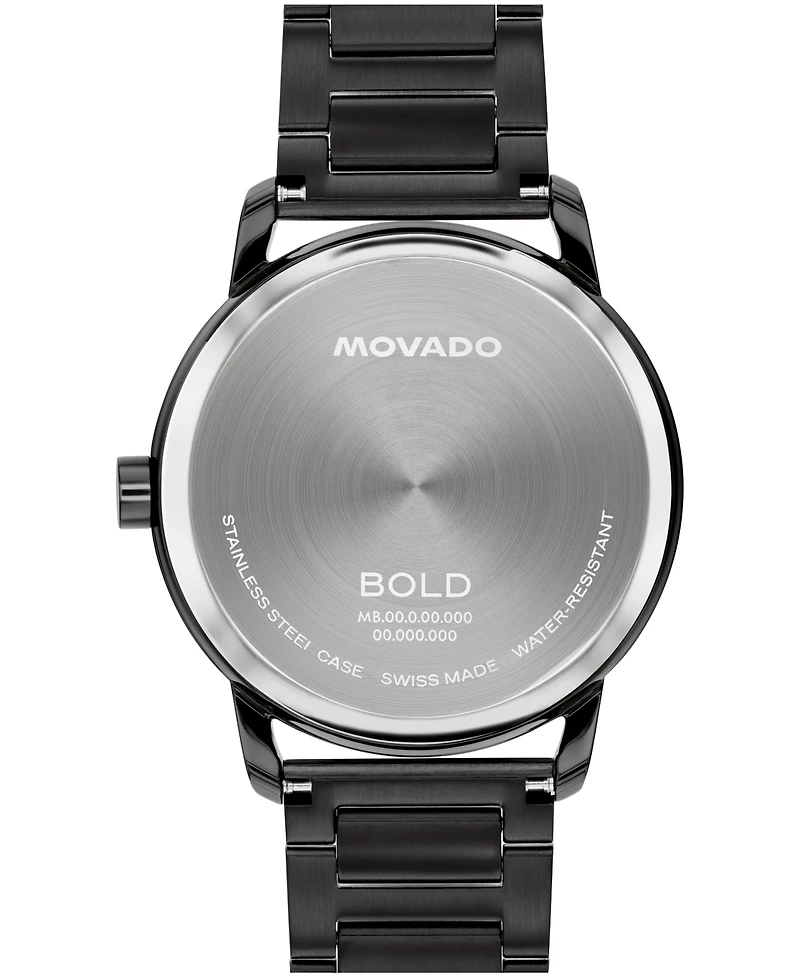 Movado Men's Bold Echo Swiss Quartz Ionic Plated Black Stainless Steel Watch 40mm
