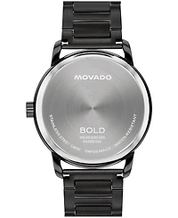 Movado Men's Bold Echo Swiss Quartz Ionic Plated Black Stainless Steel Watch 40mm