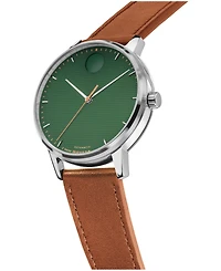 Movado Men's Movado Face Swiss Quartz Cognac Leather Watch 39mm
